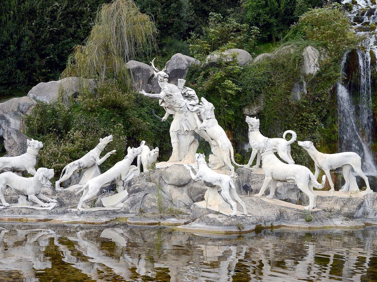 The fountains in the park of the Reggia di Caserta on a clear day