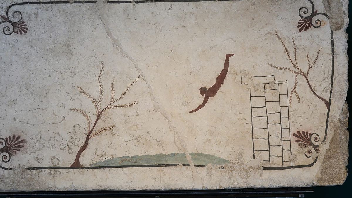 La Tumba del Nadador en el museo: pintura griega original, no una copia romana